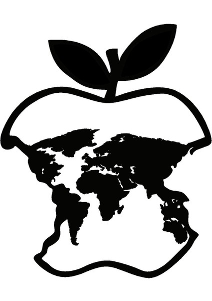 Isırılmış Elma Dünya Haritası (Oto-Motor-Laptop-Duvar-Dekor) 20 x 24 cm