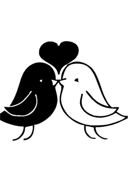 Öpüşen Kuşlar Sticker Tip 2 (Oto-Motor-Laptop-Duvar-Dekor) 30 x 23 cm