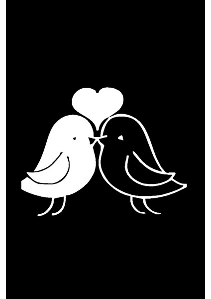 Öpüşen Kuşlar Sticker Tip 2 (Oto-Motor-Laptop-Duvar-Dekor) 30 x 23 cm modelleri