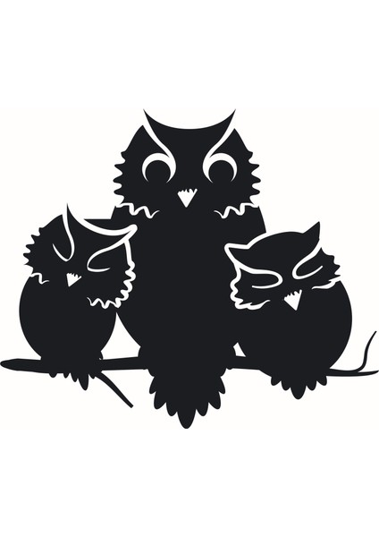 Baykuş Ailesi (Oto-Motor-Laptop-Duvar-Dekor) 10 x 8 cm