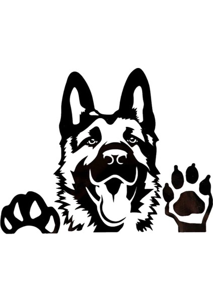 Camdan Bakan Kurt Köpeği Tasarım Sticker (Oto-Motor-Laptop-Duvar-Dekor) 10 x 9 cm
