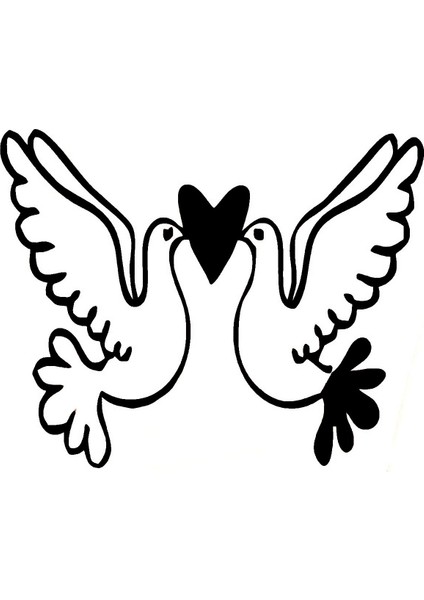 Öpüşen Kuşlar Sticker Tip 1 (Oto-Motor-Laptop-Duvar-Dekor) 20 x 16 cm