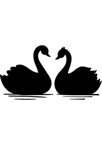 Kuğu Çifti Sticker (Oto-Motor-Laptop-Duvar-Dekor) 10 x 5 cm