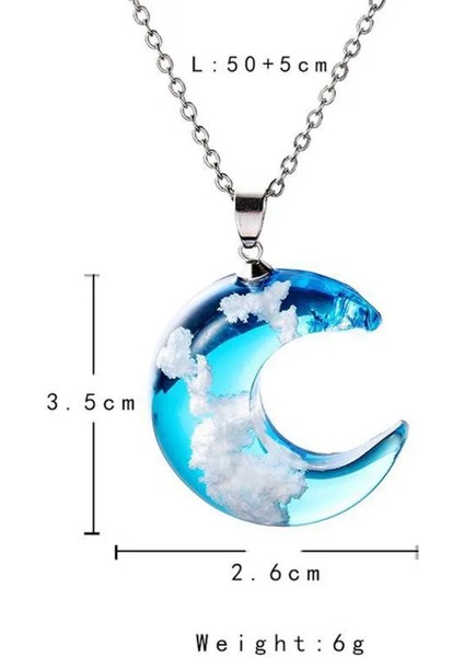 Ay Mavi Gökyüzü Beyaz Bulut Şeffaf Cam Kolye indirimleri