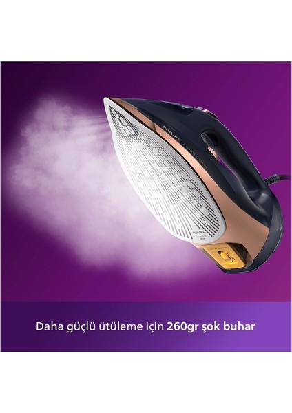 Azur Yeni 7500 Seri Buharlı Ütü 300 ml 3200W Lacivert Gold 2401 Watt ve Üzeri Buharlı