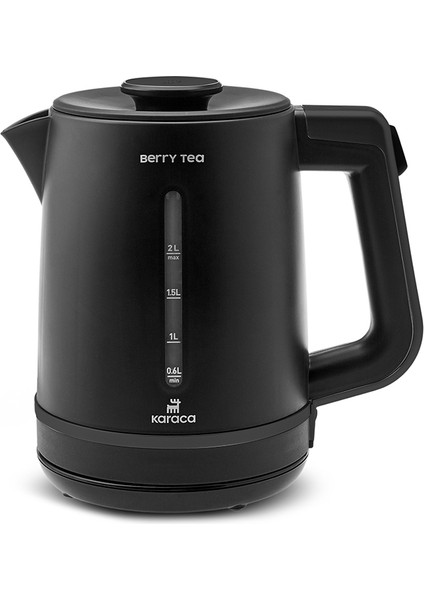 Siyah Berry Tea Xl 2 In 1 Çelik Demlikli Çay Makinesi ve Kettle Shiny Black Modern Elektrikli Çayda