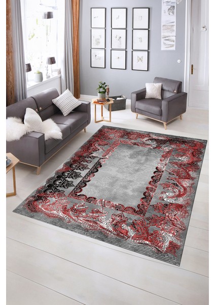 Dijital Baskılı Kaymaz Taban Yıkanabilir Klasik Yolluk Mutfak Salon Halısı, N-Klasik-08-Bordo, modelleri