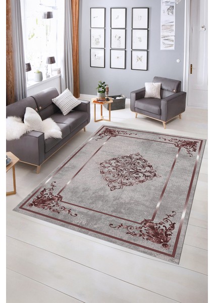 Dijital Baskılı Kaymaz Taban Yıkanabilir Klasik Yolluk Mutfak Salon Halısı, N-Klasik-05-Bordo, modelleri