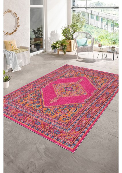Dijital Baskılı Kaymaz Taban Yıkanabilir Klasik Yolluk Mutfak Salon Halısı, N-Klasik-06-Pembe, fırsatları