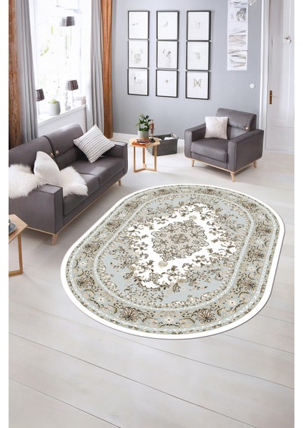 Dijital Baskılı Kaymaz Yıkanabilir Klasik Oval Yolluk Mutfak Salon Halısı, N-O-Klasik-23-Renkli, modelleri