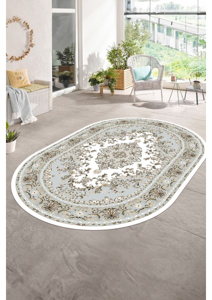 Dijital Baskılı Kaymaz Yıkanabilir Klasik Oval Yolluk Mutfak Salon Halısı, N-O-Klasik-23-Renkli, fırsatları