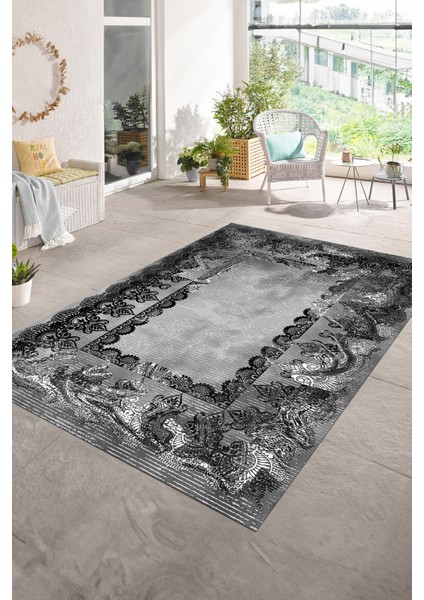 Dijital Baskılı Kaymaz Taban Yıkanabilir Klasik Yolluk Mutfak Salon Halısı, N-Klasik-08-Gri, fırsatları