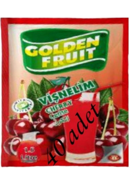Golden Fruıt Vişne Aromalı Içecek Tozu Vişnelim 40 Adet x 9gr Bardak Hediyeli