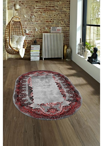 Dijital Baskılı Kaymaz Yıkanabilir Klasik Oval Yolluk Mutfak Salon Halısı, N-O-Klasik-08-Bordo, fiyatları
