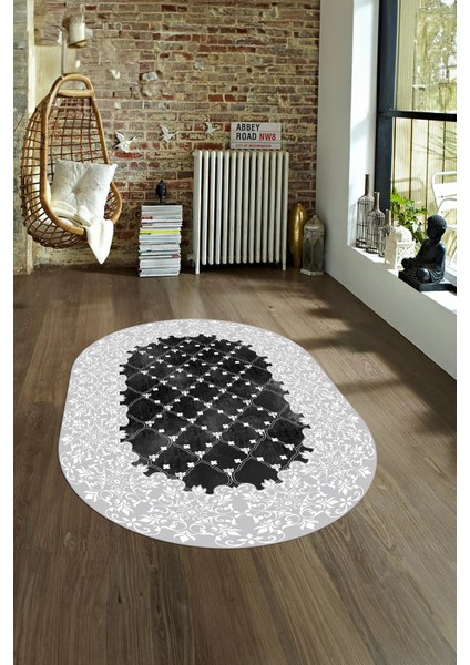 Dijital Baskılı Kaymaz Yıkanabilir Klasik Oval Yolluk Mutfak Salon Halısı, N-O-Klasik-04-Beyaz, fiyatları