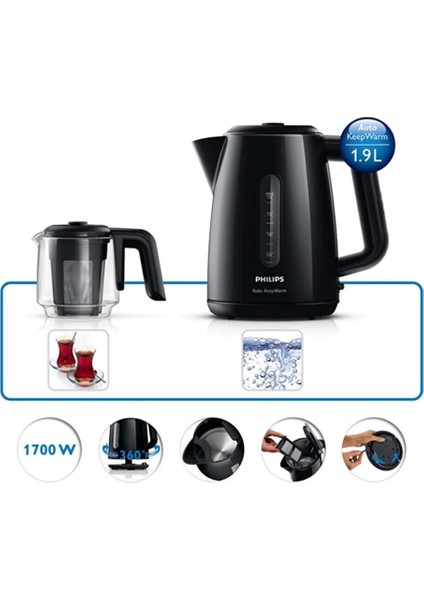 Elektrikli Çaydanlık Çay Makinesi - Kettle Çaycı 1,9 L Su Isıtma Haznesi 500+ L