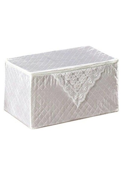 3 Lü Saten Çeyizlik Incili Kapitoneli Yastık Hurcu Hurç Krem 65X35X30