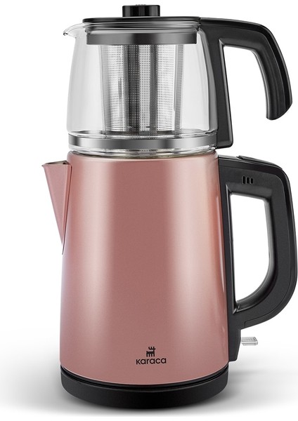 Cam Tea Glass 2 In 1 Çelik Çay Makinesi ve Kettle Rosegold Klasik 0-250 L Cam  50 Hz / 60 Hz E