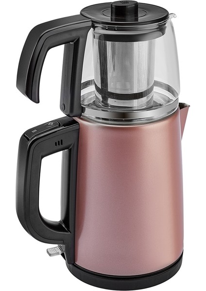 Cam Tea Glass 2 In 1 Çelik Çay Makinesi ve Kettle Rosegold Klasik 0-250 L Cam  50 Hz / 60 Hz E