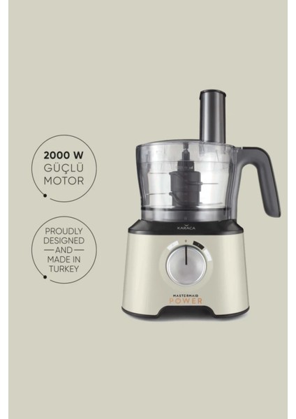 220 - 240 V Mastermaid Power Essential Soft Cream Mutfak Robotu, Blender Seti 2000W Bej Turbo