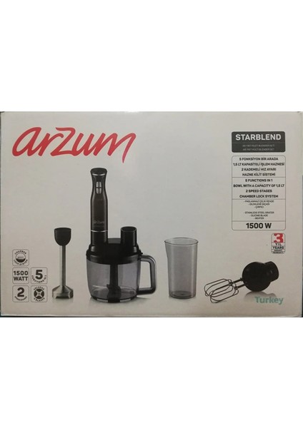 li Starblend Multi Blender Seti, 1500 W 1,5 L Doğrama Haznesi 2 Kademeli 1