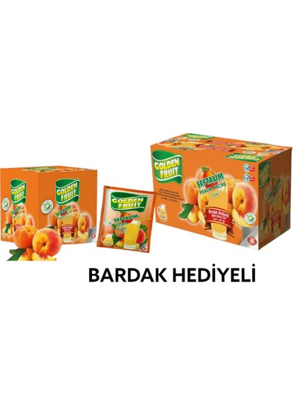 Golden Fruıt Şeftali Aromalı Içecek Tozu Şeftalim 40 Adet x 9gr Bardak Hediyeli