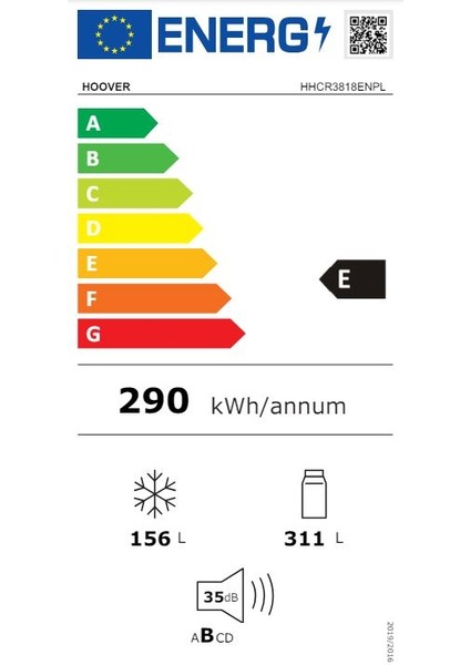 HHCR3818ENPL 467 Lt No-Frost Buzdolabı