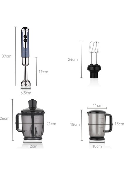 800 - 1200 Watt A447-13 Mia Mega Blender Set Azura/krom Ithalatçı li 2 Kademeli Çelik