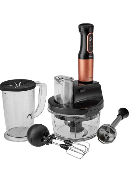 Plastik Mastermaid Prosteel Cam Mutfak Robotu Uzun Blender Ayaklı 6 Bıçaklı 2500 W Black Copper Res