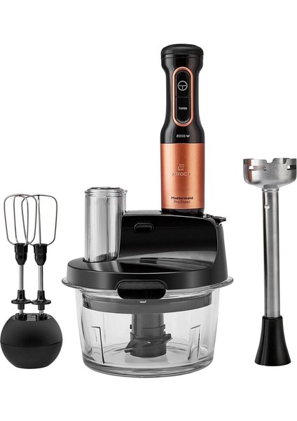 Plastik Mastermaid Prosteel Cam Mutfak Robotu Uzun Blender Ayaklı 6 Bıçaklı 2500 W Black Copper Res