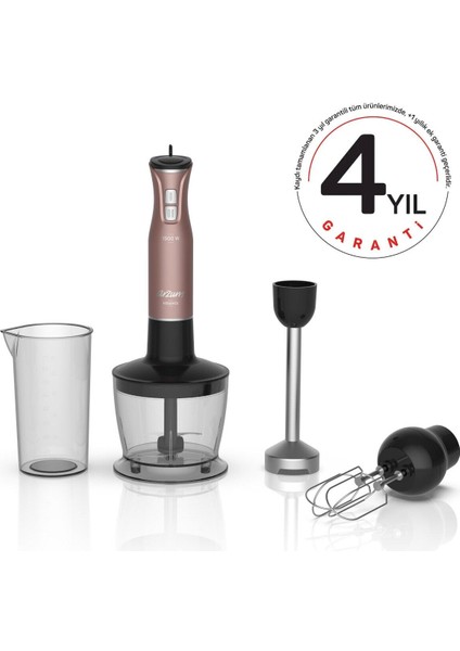 1200 Watt + AR1138-G Minimix 1500 Watt El Blender Seti - Gün Batımı 722TSERI  Sarı 2 Kademeli