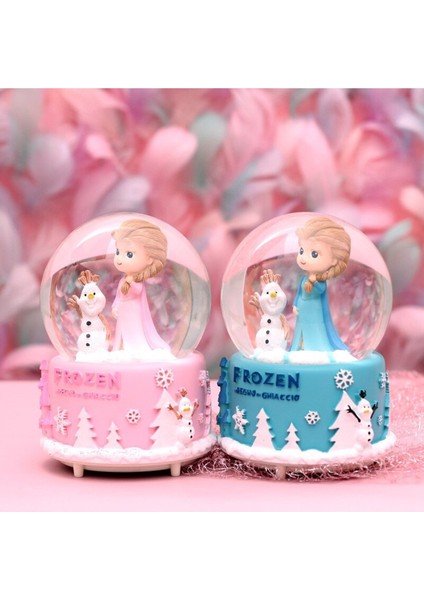 Frozen Temalı Orta Boy Püskürtmeli Işıklı Müzikli Kar Küresi-Mavi fiyatları
