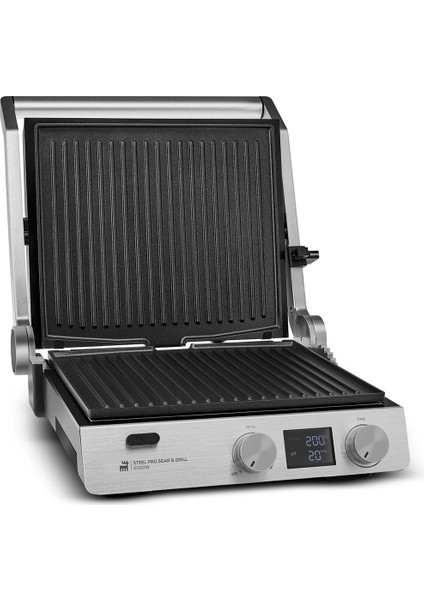 Yeşil Steel Pro Sear And Grill Inox Izgara ve Tost Makinesi Yanmaz Yapışmaz Döküm Plakalar Döküm 2 indirimleri