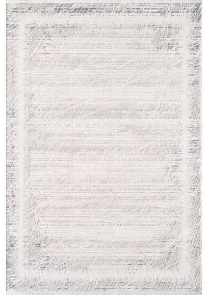 Toscana Koleksiyonu 3.5m² 150x230cm Krem-Gri Renk %100 Polyester İplik Tüylenme ve Toz Yapmayan Düz Saçaklı Makine Halısı