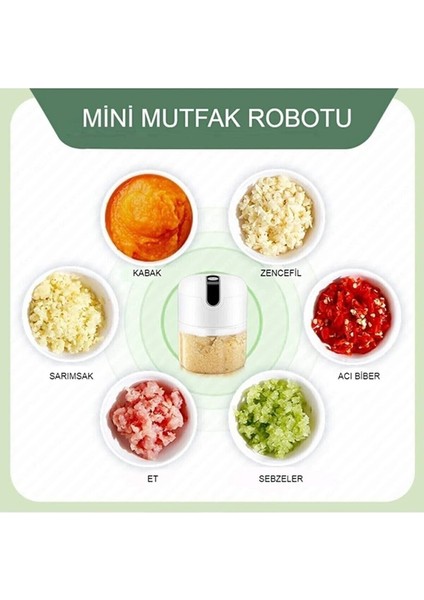 250-500 ml Şarjlı Mini El Rondosu Çelik Bıçaklı 300 ml Şarjlı Mini Rondo 220 - 240 V Plastik 1501 -