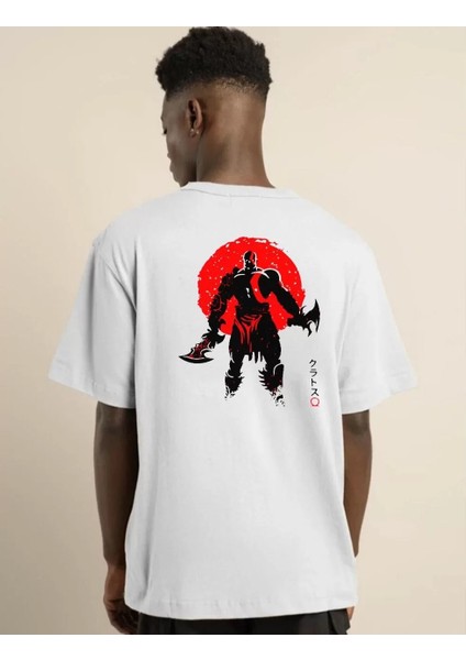 Unisex Bisiklet Yaka Baskılı Oversize T-Shirt - Beyaz fiyatları