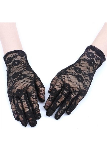 Soydoğan Siyah Renk Bilek Boyu Dantel Eldiven Yetişkin Boy