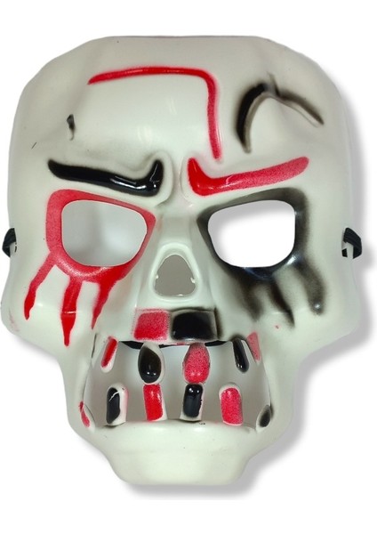 Soydoğan Beyaz Üzeri Rengarenk Korku Dişli Kafatası Maskesi 30X22 cm