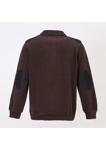 Erkek Uzun Kol Polo Yaka Kalın Sweat - PPS-250191 - Kahverengi fiyatları