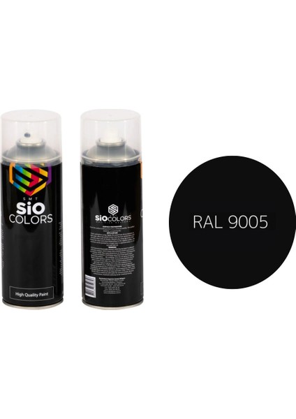 (Metal-Ahşap-Plastik) Premium Akrilik-Endüstriyel RAL-9005 Siyah Sprey Boya 400 ml