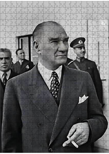 Karizma Tablo Ahşap Mdf Puzzle Yapboz Siyah Beyaz Atatürk 500 Parça 50*70 cm