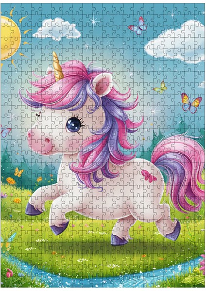 Ahşap Mdf Puzzle Yapboz Sevimli Yavru Unicorn 500 Parça 50*70 cm