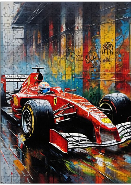 Karizma Tablo Ahşap Mdf Puzzle Yapboz Formula 1 Arabası 500 Parça 50*70 cm