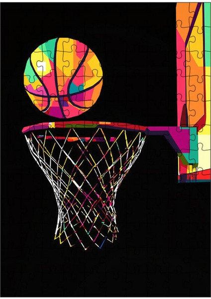 Ahşap Mdf Puzzle Yapboz Basketbol Topu ve Potası 120 Parça 25*35 cm