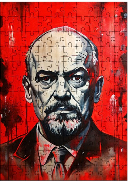 Ahşap Mdf Puzzle Yapboz Lenin Kırmızı Fon 120 Parça 25*35 cm