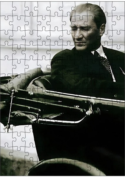 Ahşap Mdf Puzzle Yapboz Mustafa Kemal Atatürk Arabada 120 Parça 25*35 cm