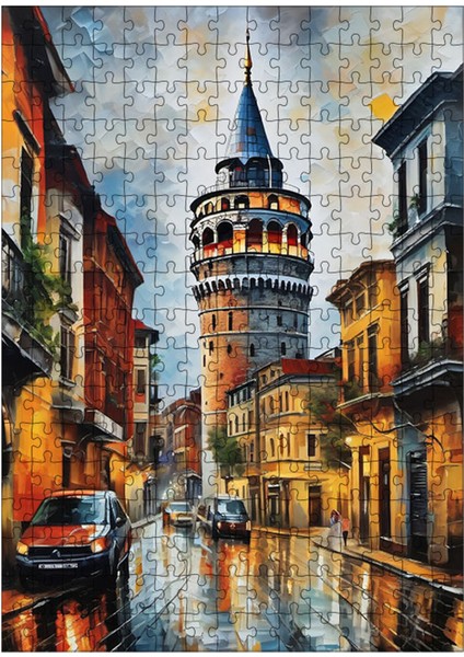 Karizma Tablo Ahşap Mdf Puzzle Yapboz Yağlıboya Galata Kulesi 255 Parça 35*50 cm