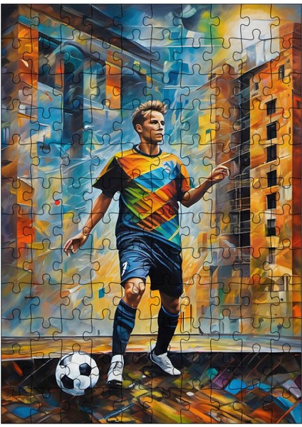 Ahşap Mdf Puzzle Yapboz Futbol Oynayan Çocuk 120 Parça 25*35 cm