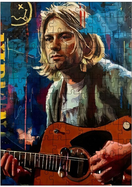 Karizma Tablo Ahşap Mdf Puzzle Yapboz Kurt Cobain Nirvana 120 Parça 25*35 cm