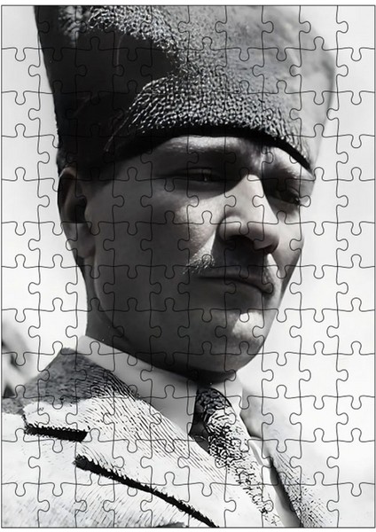 Ahşap Mdf Puzzle Yapboz Mustafa Kemal Atatürk Siyah Beyaz 120 Parça 25*35 cm